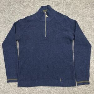Smartwool Merino Wool 1/4 Zip Sweater Mens Medium Blue Pullover